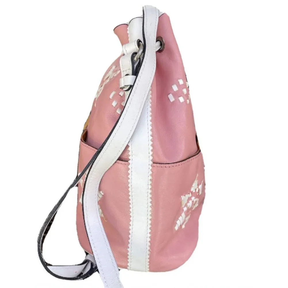Patricia Nash Pink and White Brindisi Drawstring Bag